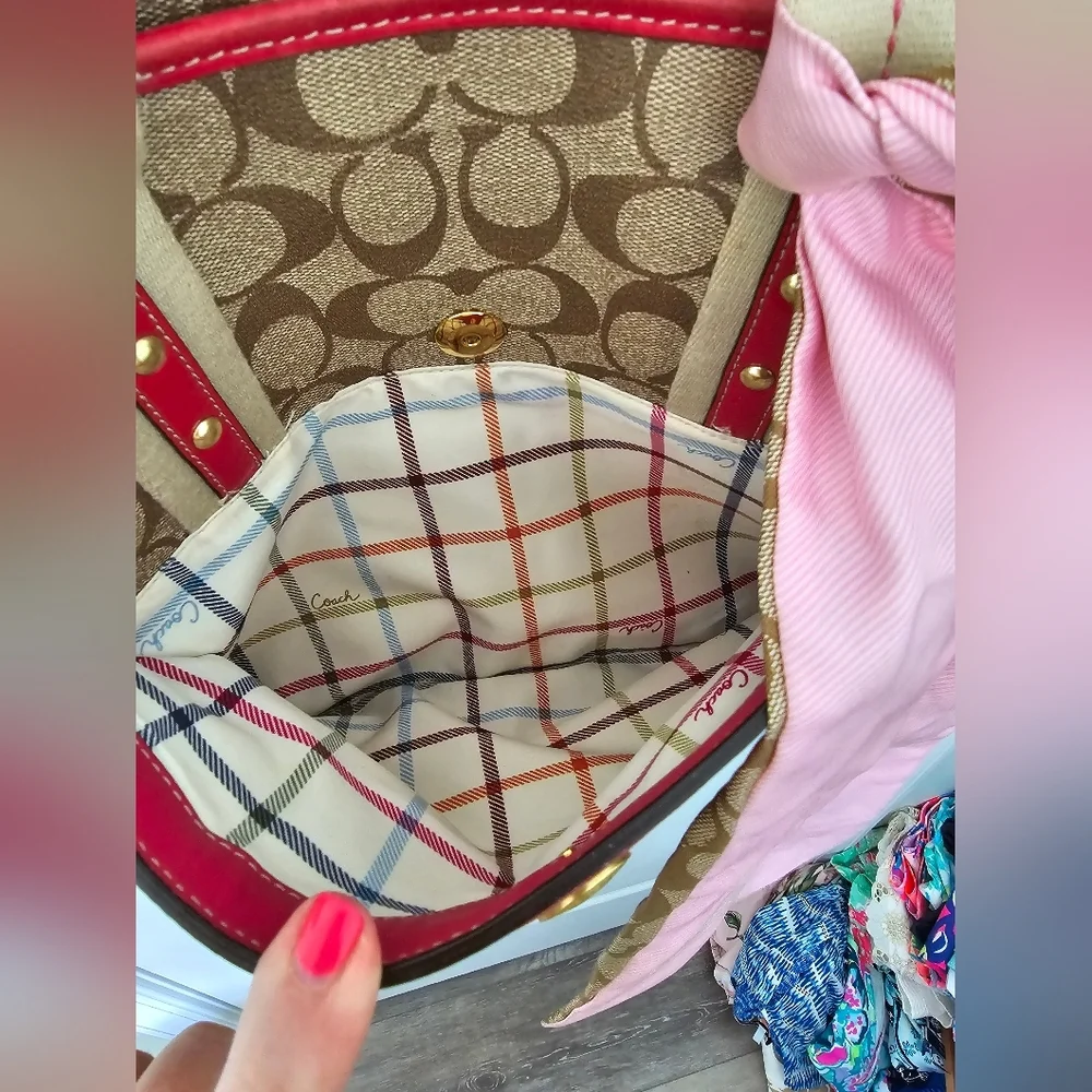 Y2K Coach Heritage Pink Stripe Tote